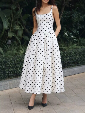 Zara Backless Pearl Polka Dot Knot Bodycon Dress Summer Vacation Style